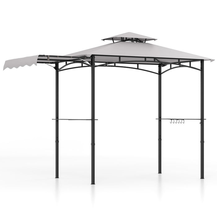 11 X 5 FT Grill Gazebo with Side Awning and Double-Tiered Top