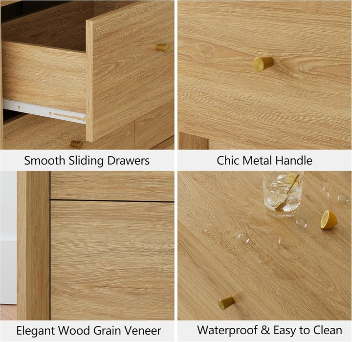 Mid Century Modern Dresser 47InchWide GoldOakFinish