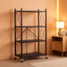 4 Tier Foldable Metal Storage Shelves on Wheels No Assembly | Heavy-Duty Shelf Unit for Kitchen, Garage, Pantry, Basement, Bookshelf, Black