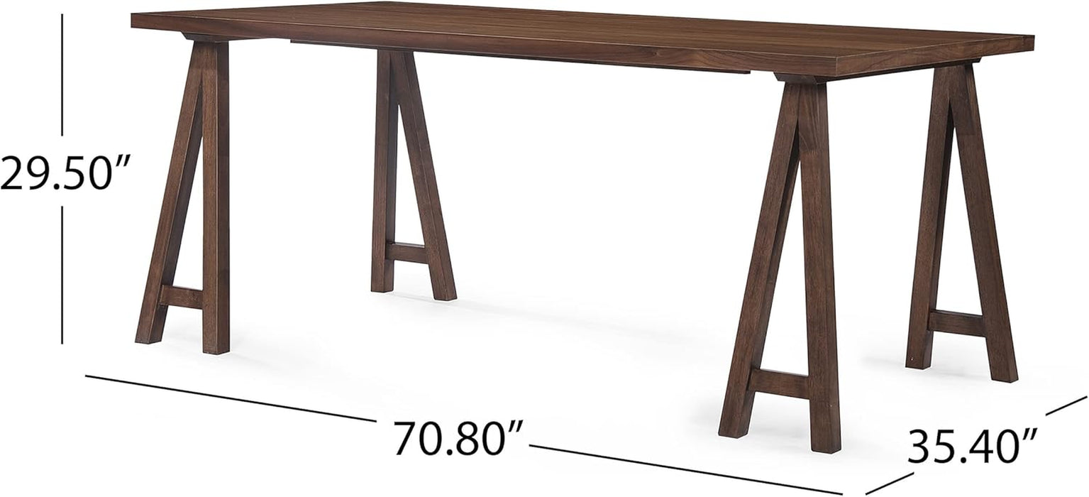 Rachel Mid-Century Modern 7 Piece Dining Set with A-Frame Table, Light Beige + Walnut