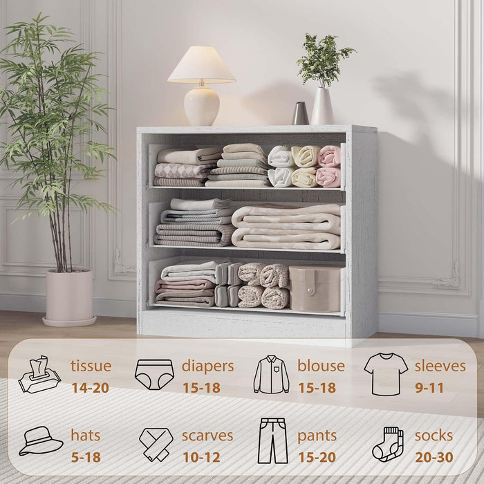 3 Dresser for Bedroom, 30.5" Tall Dresser, Freestanding Vertical Drawer with Storage, Wooden Closet Chest Storage for Living Room, Hallway, Entryway, White