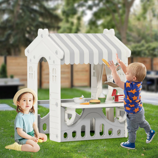 Kids Cottage Playhouse Foldable Plastic Play House Indoor Outdoor Toy Portable, Bakery-Themed Playhouse for Imaginative Play