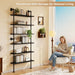 Industrial Pipe Bookshelf, Wall Mounted Shelf, 36 Inch, Black | 6 Tier Open Bookcase, Solid Pine Wood, Black Iron Pipe Frame, 40 Lbs per Shelf, for Books, Kitchen, Office Decor