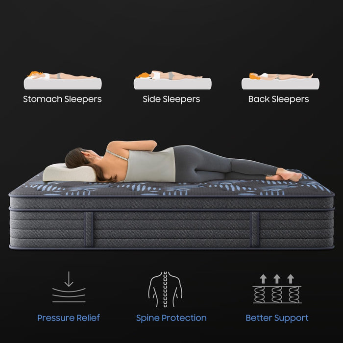 10 Inch Full Medium Firm Hybrid Mattress in a Box, Gel Foam Zoned Pocket Coils for Extra Lumbar Suppor, Certipur-Us & Oeko-Tex, 365-Night Trial for All Sleepers