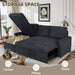 83-Inch Velvet-Black Pull-Out Sleeper Sofa With Storage