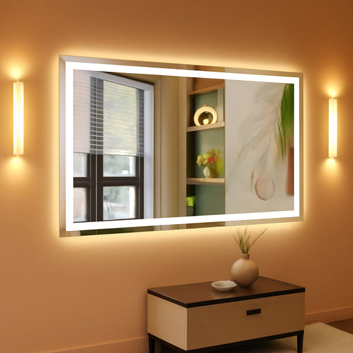 55X36 LED Bathroom Mirror, 6000LM, Separate Front and Back Lights