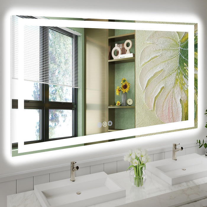 55X36 LED Bathroom Mirror, 6000LM, Separate Front and Back Lights