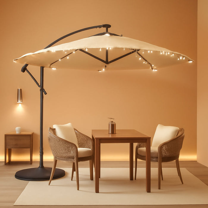 Ten Foot Cantilever Offset Patio Umbrella Beige Base Included