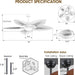 44 Inch Brown Outdoor Ceiling Fan With Remote