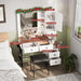 Farmhouse Makeup Vanity Desk With Illuminated Mirror