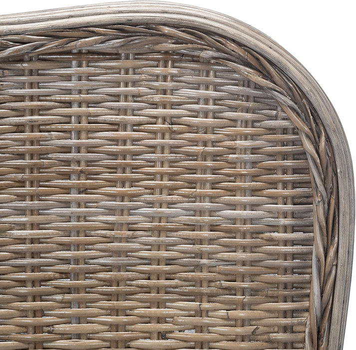 Home Collection Daejon Coastal Rattan Legs Camelback Headboard Full Size Bed BED8001A-F, Grey/Espresso
