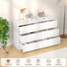 6 Drawer Dresser for Bedroom, Modern White Chest of Drawers No Handles Large Storage, Wood Dressers with Wide Drawers for Closet, Living Room, Home Office(43.3" W X13.4 Dx 26.4" H)