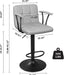 Bar Stools Set of 2, Armrest Adjustable Swivel Barstools with Back, Double Needle PU Leather Counter Height Chairs for Kitchen Lsland (Light Grey)
