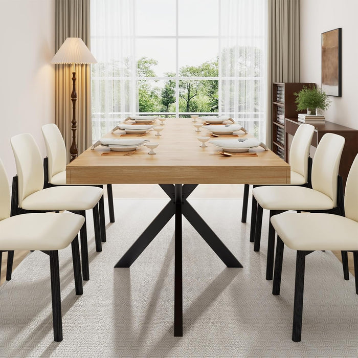 55''-70.9'' Extendable Dining Room Table for 4-8, Rectangle Expandable Dining Table with Removable Leaves Space Saving, Wood Kitchen Table with Hidden Storage for Kitchen Dining Room Office