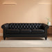 Modern 3 Seater PU Chesterfield Sofa, Upholstered Tufted Button Leather Chesterfield Couch, Classic Faux Leather Settee with Nailhead Trim Scroll Arms for Living Room Bedroom(Black)
