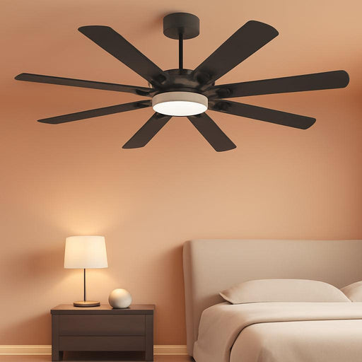 65 Inch Ceiling Fans with Lights and Remote, Black Ceiling Fan with 8 Dual-Color Blades, Indoor/Outdoor Large Ceiling Fans, Reversible DC Motor, 6-Speed, 3CCT for Living Room Kitchen Patio