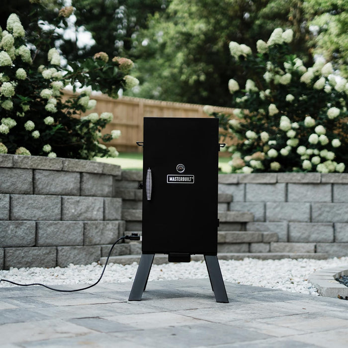 ® 30-Inch Electric Vertical BBQ Smoker with Analog Temperature Control, Chrome Smoking Racks and 535 Cooking Square Inches in Black, Model MB20070210
