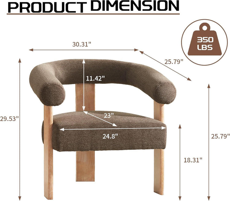 Brown GenerouslyPadded Upholstered Armchair Set Of Two