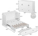 Full Size Murphy Bed with Charging Station - Wall Mounted Hideaway Cabinet Bed, Foldable Panel & Large Storage Drawer for Home Office,Small Room,Guest Bedroom,Living Room, White