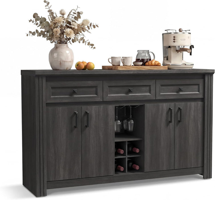 Sideboard Buffet Cabinet with Storage, Charging Station, Wine Rack