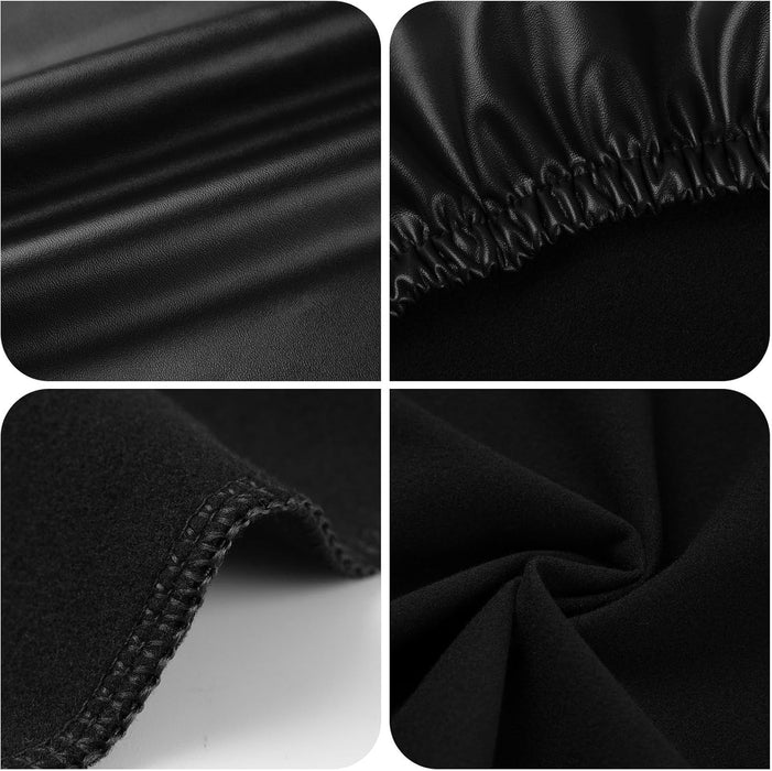 Stool Covers Rectangle - 4 Pack Stretch Oilproof Waterproof PU High Chair Cover Vanity Stool Cover Pub Counter Bar Stool Covers Saddle Seat Cover with Elastic Bands