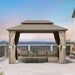 8x12 Foot Champagne Aluminum Gazebo Featuring Curtains