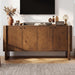 Brown Sideboard Buffet Cabinet, Modern Storage Accent Entryway Cabinet with 4 Doors, Farmhouse Wooden Buffet Media Console Credenza for Living Room/Kitchen/Hallway