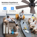 46 Inches Black Ceiling Fan With IntegratedLEDLighting