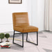 Channeled Metal Dining Chair Home Décor | Single Pack - Brown Faux Leather