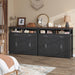 Sideboard Buffet Cabinet with Storage & Shelves, Farmhouse Kitchen Storage Cabinet Wood Coffee Bar Sideboard Cabinet with 4 Doors for Kitchen, Living Room, Entryway, 47" W Black