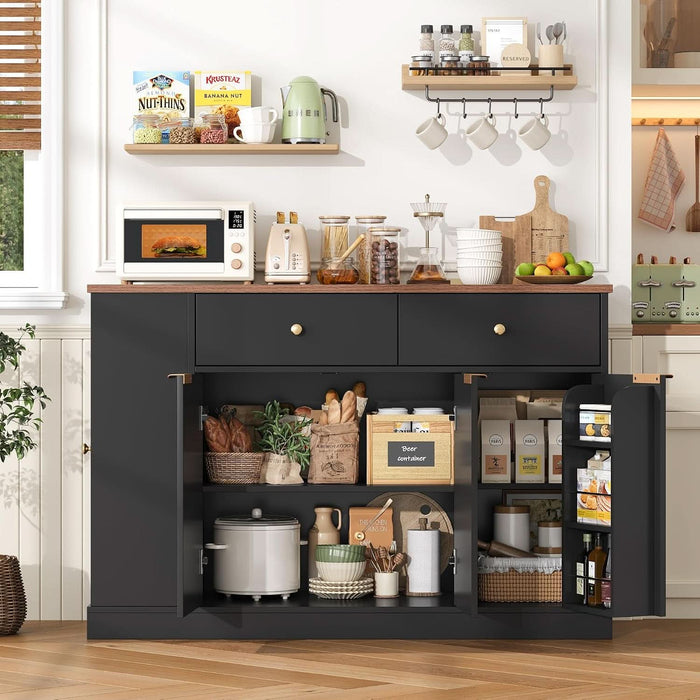 Kitchen Buffet Cabinet, Coffee Bar Cabinet, Black