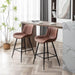 Brown Bar Stools Set of 2, 24 Inch Barstools Fabric Upholstery | Counter Height Bar Stool 24-Inch Seat Height, Thick Cushion, Black Metal Legs, Mid-Century Industrial Look for Kitchen Island