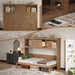 Natural Wood Twin Murphy Bed With StorageBookcaseDrawer