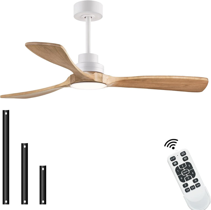 52" Wood Ceiling Fan with Light with Remote Control Ceiling Fan with 3 Wood Blades, Solid Wood Ceiling Fan Indoor Outdoor for Dining Room, Living Room, Office, Farmhouse Etc.…