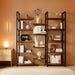 Triple Column 5 Tier Bookshelf, Industrial Large Bookcase Display Shelves, Large Etagere Bookshelf,Wide Book Shelf Book Case for Home & Office, Rustic Brown