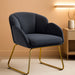 Flower Shape Velvet Armchair, Modern Side Chair Vanity Chair with Golden Metal Legs for Living Room/Dressing Room/Bedroom/Home Office/Kitchen, Dark Gray