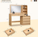 Vanity Desk with Mirror and Lights, 50” Modren Makeup Vanity with 35.43" Mirror and 5 Drawers, Makeup Table with Charging Station for Women and Girls, Bedroom (Natural)