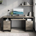 59 Inch Office Desk with 4 Drawers, Computer Desk with Storage, Executive Desk with File Drawer, Keyboard Tray & 2 Pedestals on Both Sides for Home Office, Studio, Grey&Black