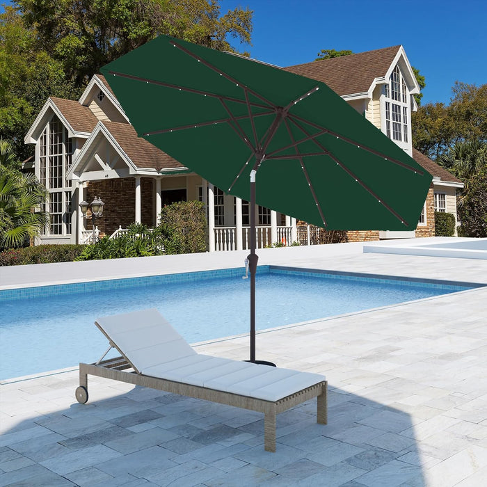 9FT Patio Umbrella with Solar Lights,Outdoor Market Umbrella with Tilt and Crank, LED Lighted Table Umbrella for Garden,Deck,Backyard,Pool,Beach