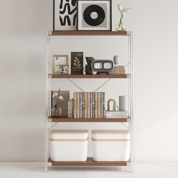 4-Tier Industrial Bookshelf, Storage Bookcase for Living Room, Bedroom, Home Office, and Kitchen, 11.81"X31.5"X51.18" Inches (Walnut, 4T32IN)