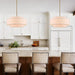 NineteenPointSevenInch Drum Chandelier Antique Gold Linen