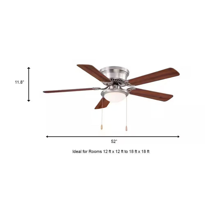 Hugger 52 In. LED Indoor Brushed Nickel Ceiling Fan with Light Kit