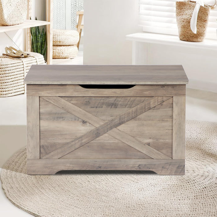 Grey Weathered Hardwood Storage Chest Bench Hinges