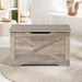 Grey Weathered Hardwood Storage Chest Bench Hinges
