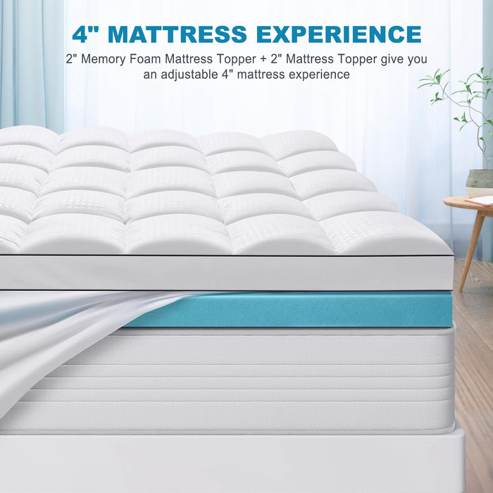 King Gel Memory Foam Mattress Topper, 4 Inch, Dual Layer