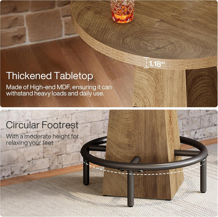Bar Table, 37.4" High round Pub Table for Small Bars, Dining Room, Kitchen, Wood Color (Only Table)