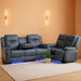 Power Recliner Sofa Set with LED Lights,Leather Living Room Furniture Set with USB Port/Storage Console/Cup Holders,Reclining Sofa Set for House/Home Theater(Sofa&Loveseat 2 Pieces)