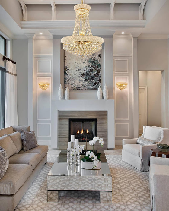 Gold Empire Crystal Chandelier 24Inch Lighting Fixture
