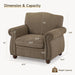 Nailhead Trim Armchair, Rolled Arm Accent Chair for Living Room, Comfy Chenille Club Sofa Chair W/Springs Cushions & Wood Legs, Traditional Single Couch Chair for Apartment, Farmhouse, Brown