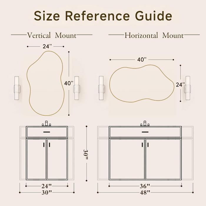 24"X40" Wall Mirror Irregular Mirror for Bathroom Bedroom & Entryway